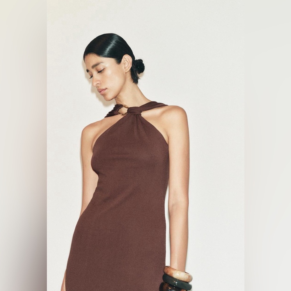 Zara Knotted Dress with Golden Appliqué - Picture 2 of 6